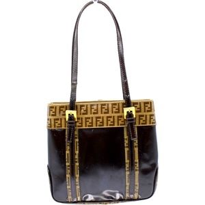 Authentic Fendi patent leather zucca handle bag mini tote vintage